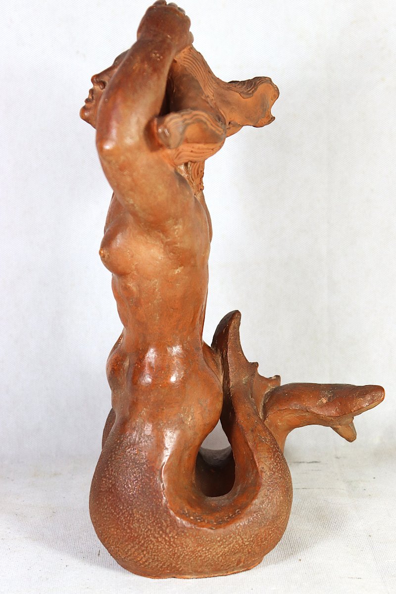 André Bizette-lindet (1906-1998), Terracotta Sculpture "the Siren's Song", 1930-photo-5