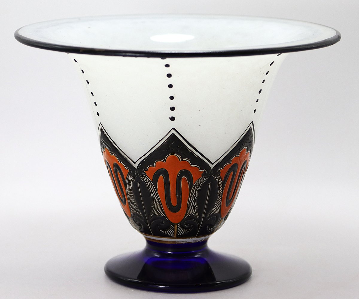 André Delatte Attrib (1887-1953), Art Deco Conical Bowl, Circa 1930-photo-2