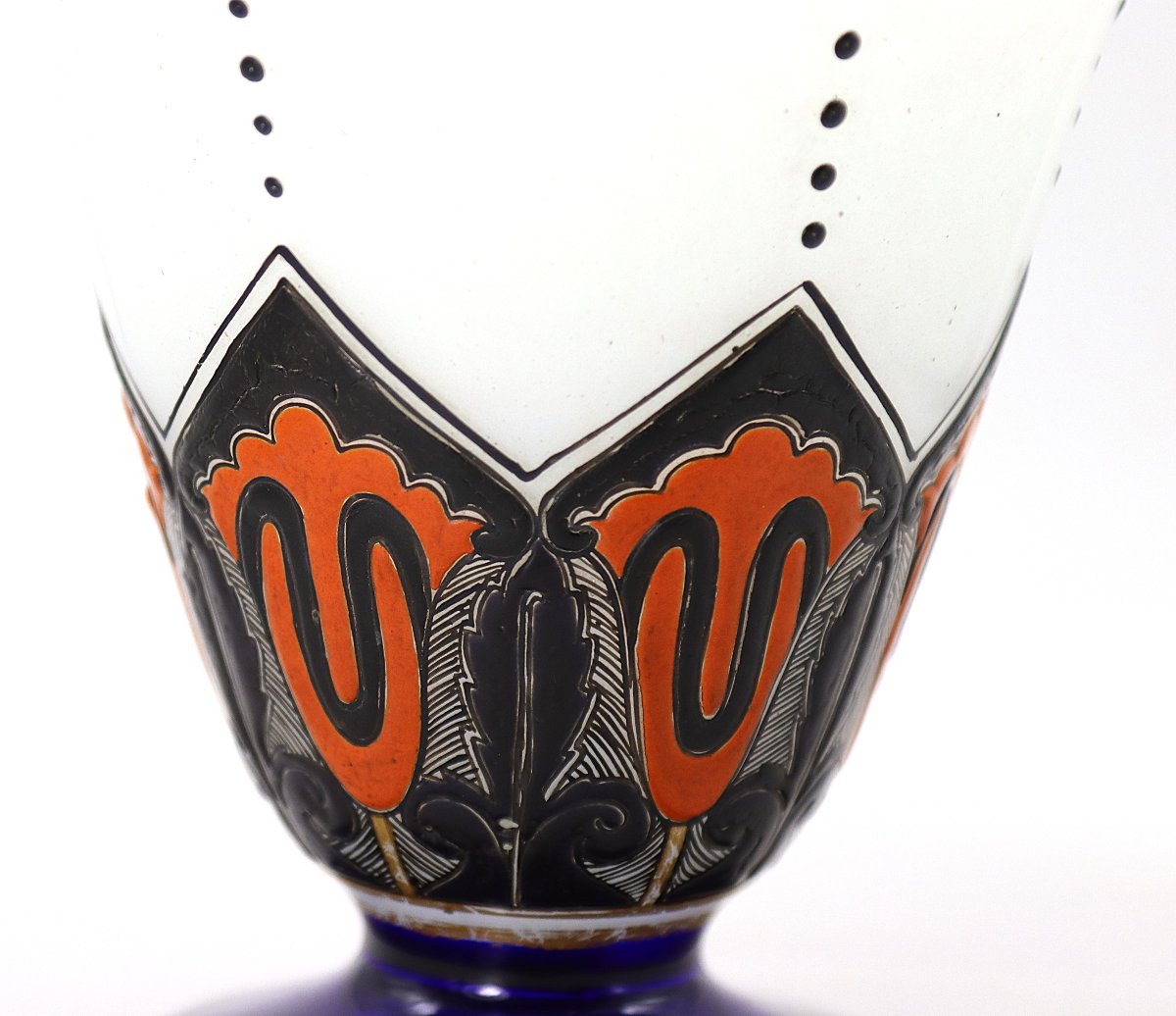 André Delatte Attrib (1887-1953), Art Deco Conical Bowl, Circa 1930-photo-3