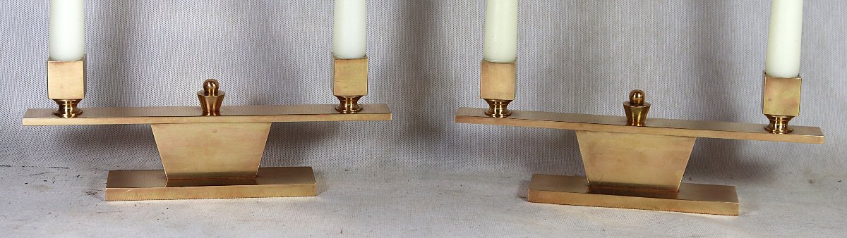 Paire de candélabre en bronze, d'époque Art déco, vers 1930-photo-2