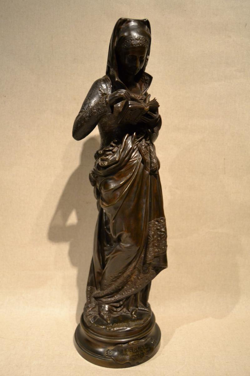 Bronze "woman Reading The" From Carrier Belleuse, Nineteenth