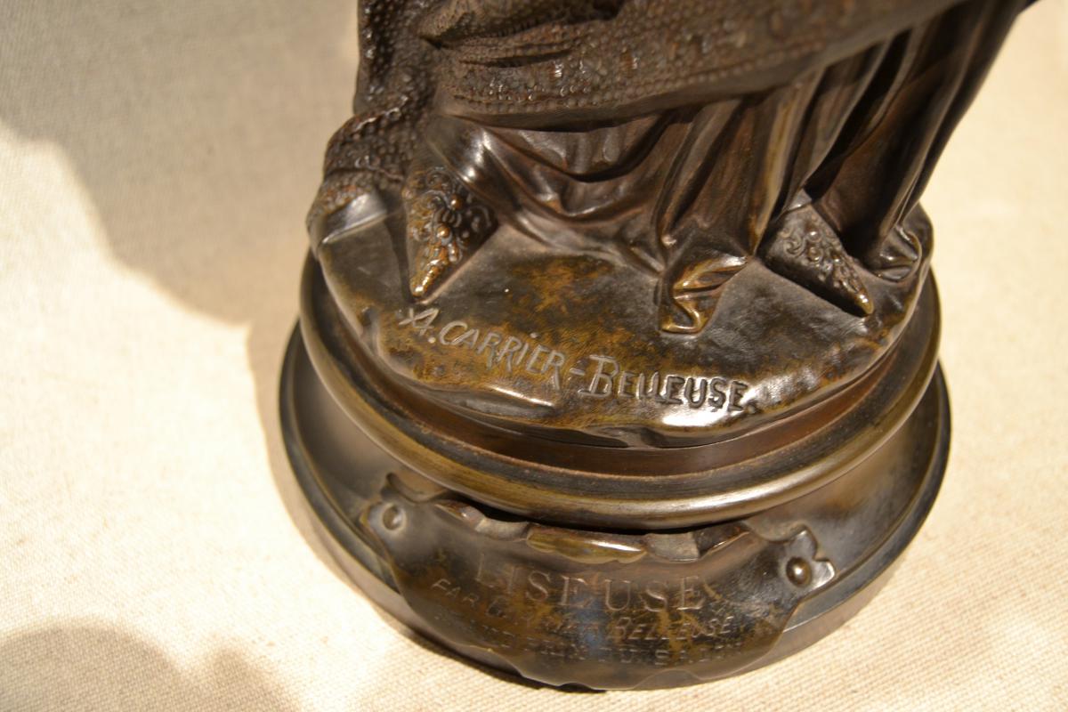 Bronze "woman Reading The" From Carrier Belleuse, Nineteenth-photo-4