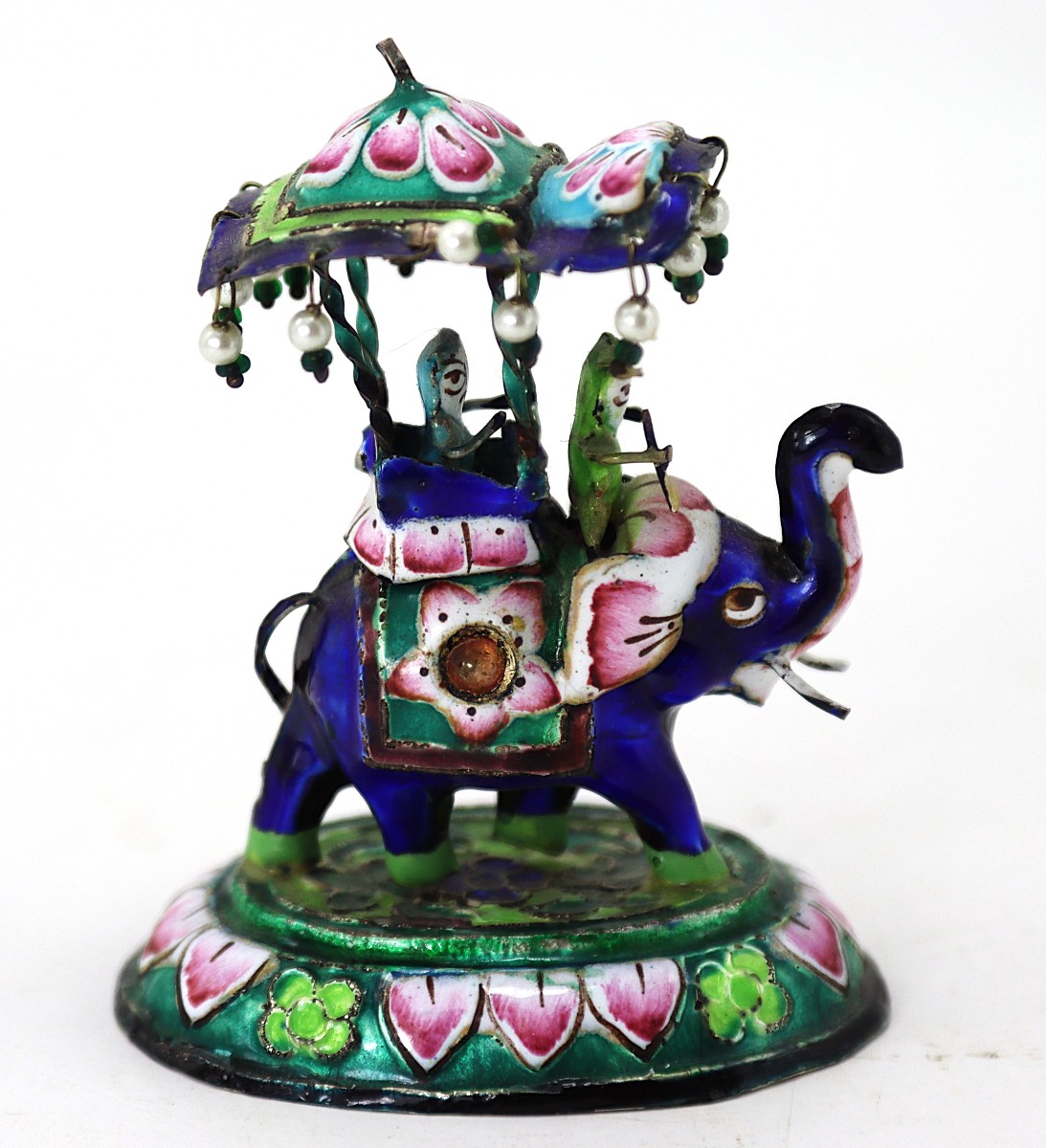 Petit éléphant Inde en Argent émaillé, XXe