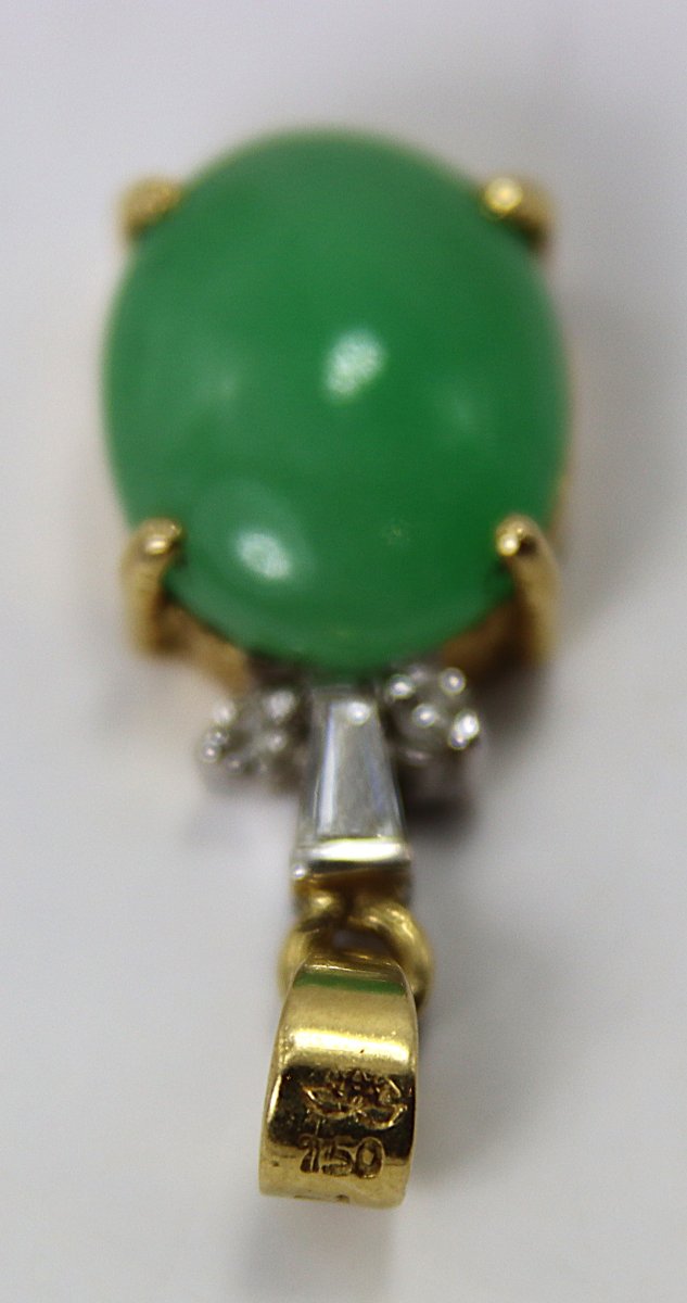 Pendentif en or bicolore (18k ), jade et diamants, XXe-photo-4