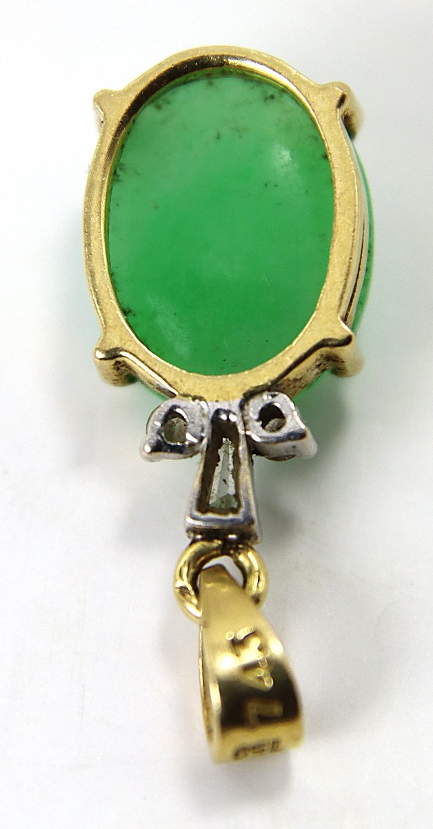 Pendentif en or bicolore (18k ), jade et diamants, XXe-photo-4