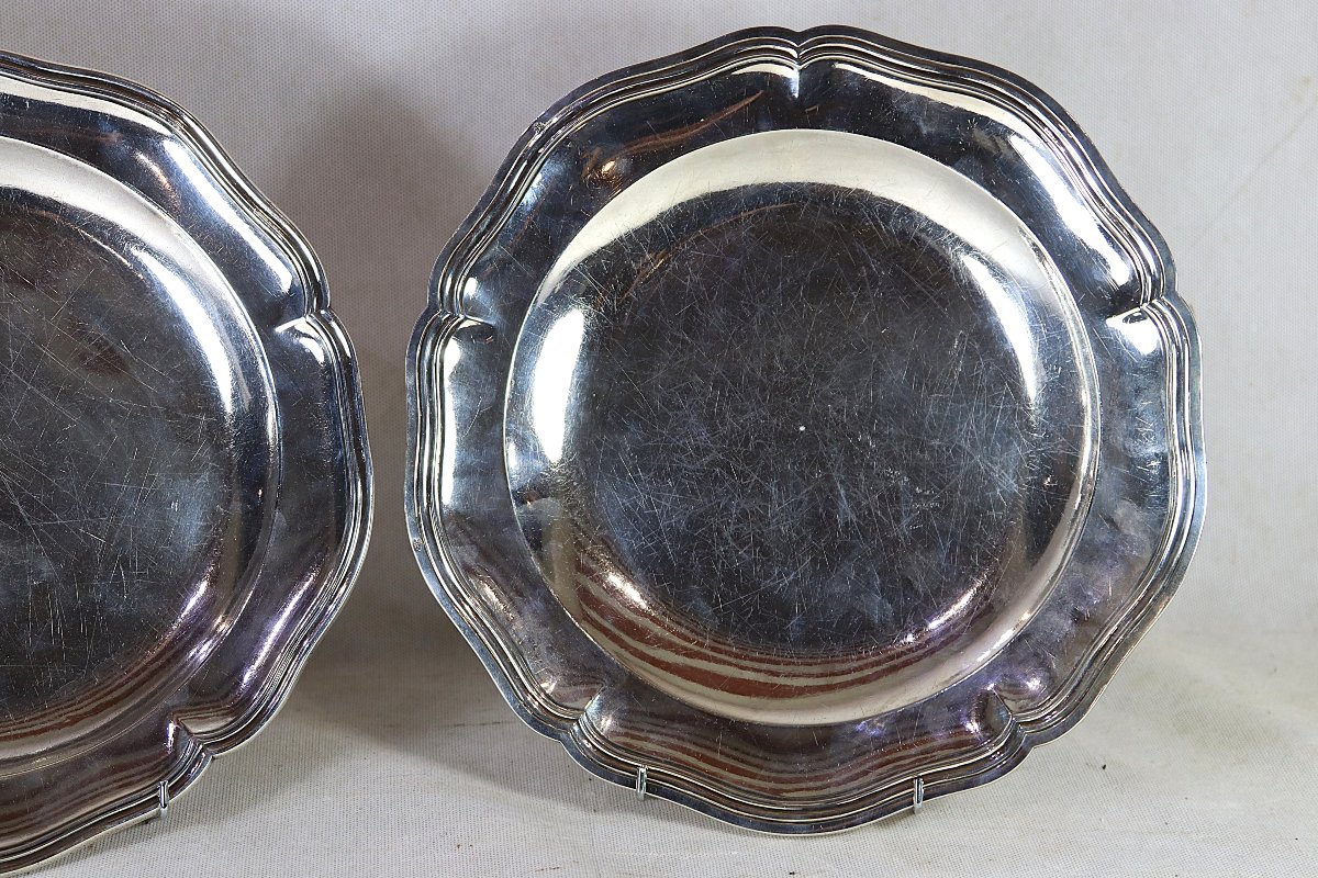 Pair Of 18th-century Silver Platters, 1.5 Kg, 18th Century-photo-2