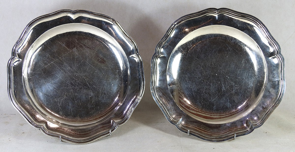 Pair Of 18th-century Silver Platters, 1.5 Kg, 18th Century