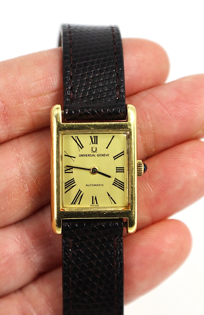 Ladies' Automatic Watch In 18k Gold "universal Genève", 20th Century-photo-3