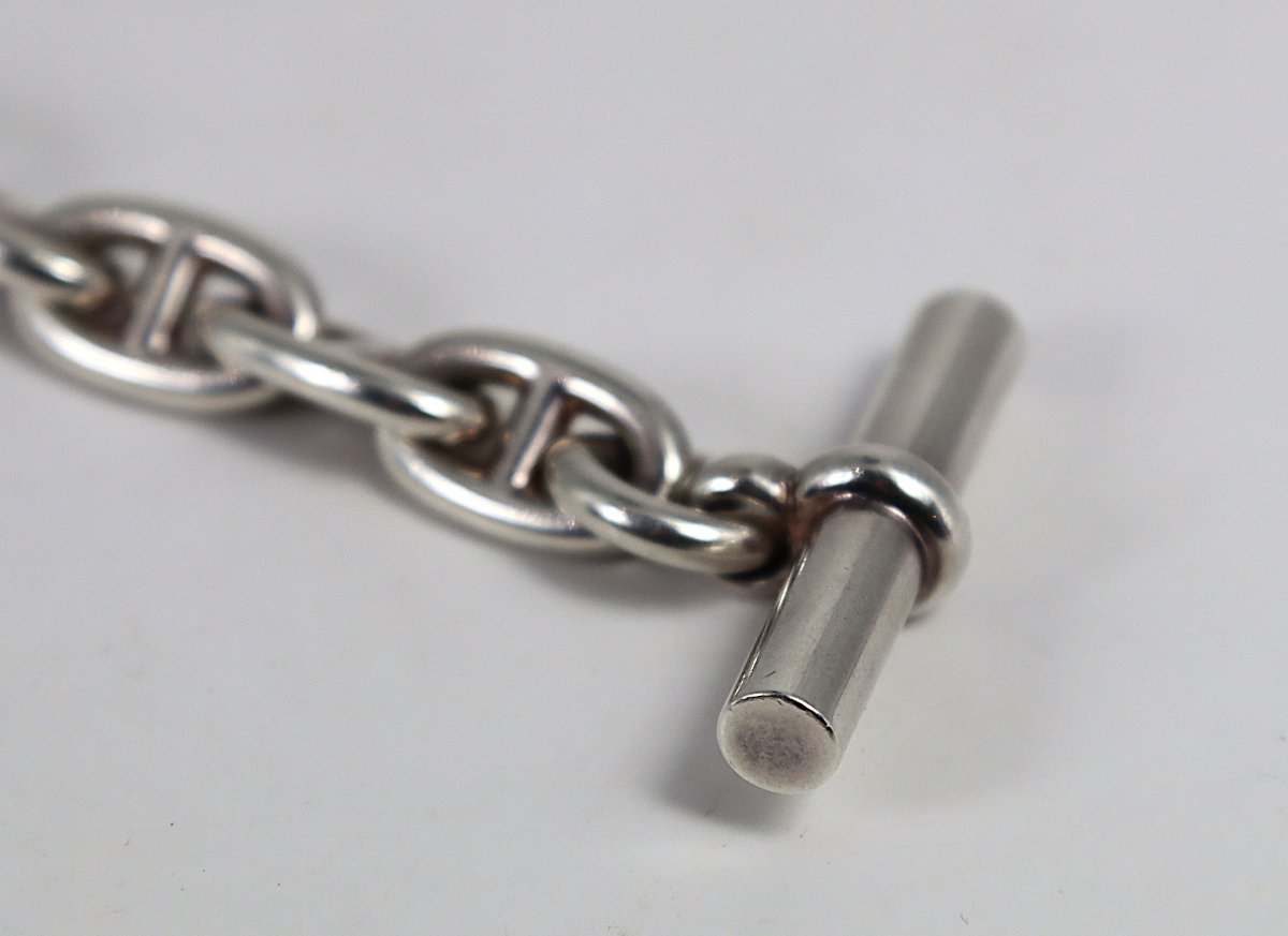 HERMES paris, Collier en argent chaines d'ancre, signé, XXe-photo-1