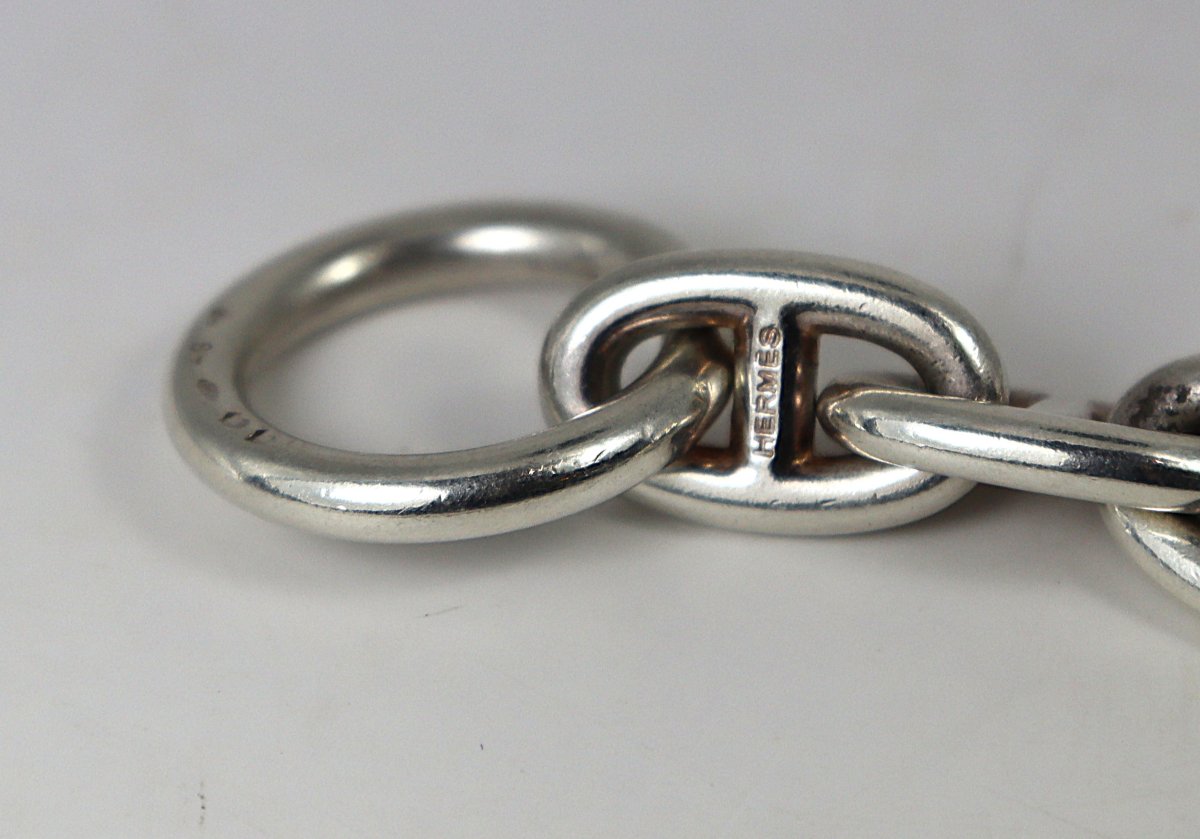 HERMES paris, Collier en argent chaines d'ancre, signé, XXe-photo-2