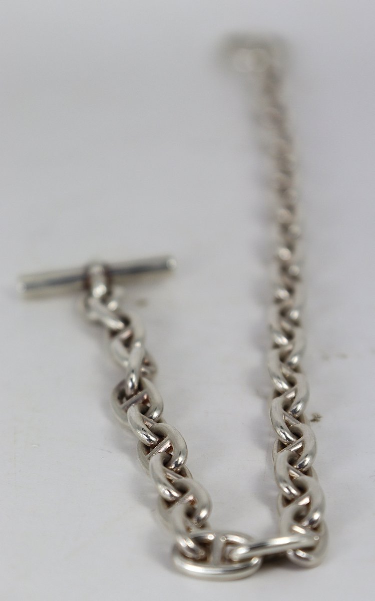 HERMES paris, Collier en argent chaines d'ancre, signé, XXe-photo-3