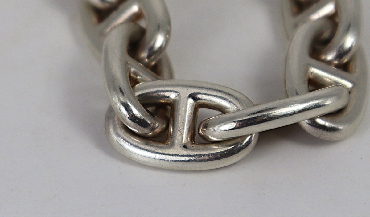 HERMES paris, Collier en argent chaines d'ancre, signé, XXe-photo-4