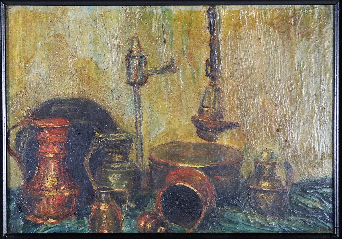 Petit tableau nature morte, signé, 1930-photo-2