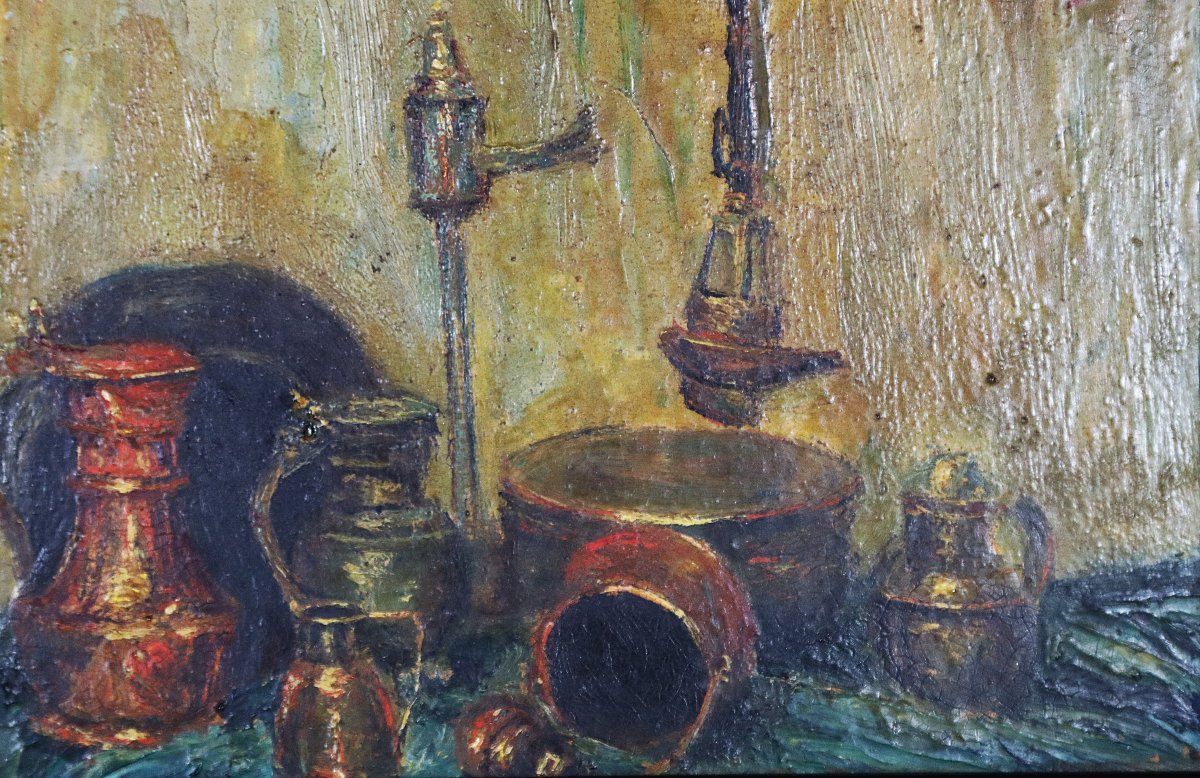 Petit tableau nature morte, signé, 1930-photo-4