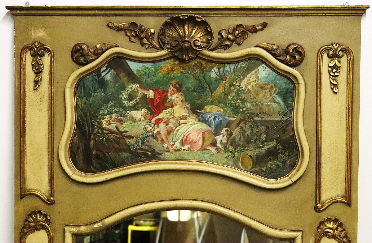 Trumeau " scène galante ", fin XIXe-photo-2