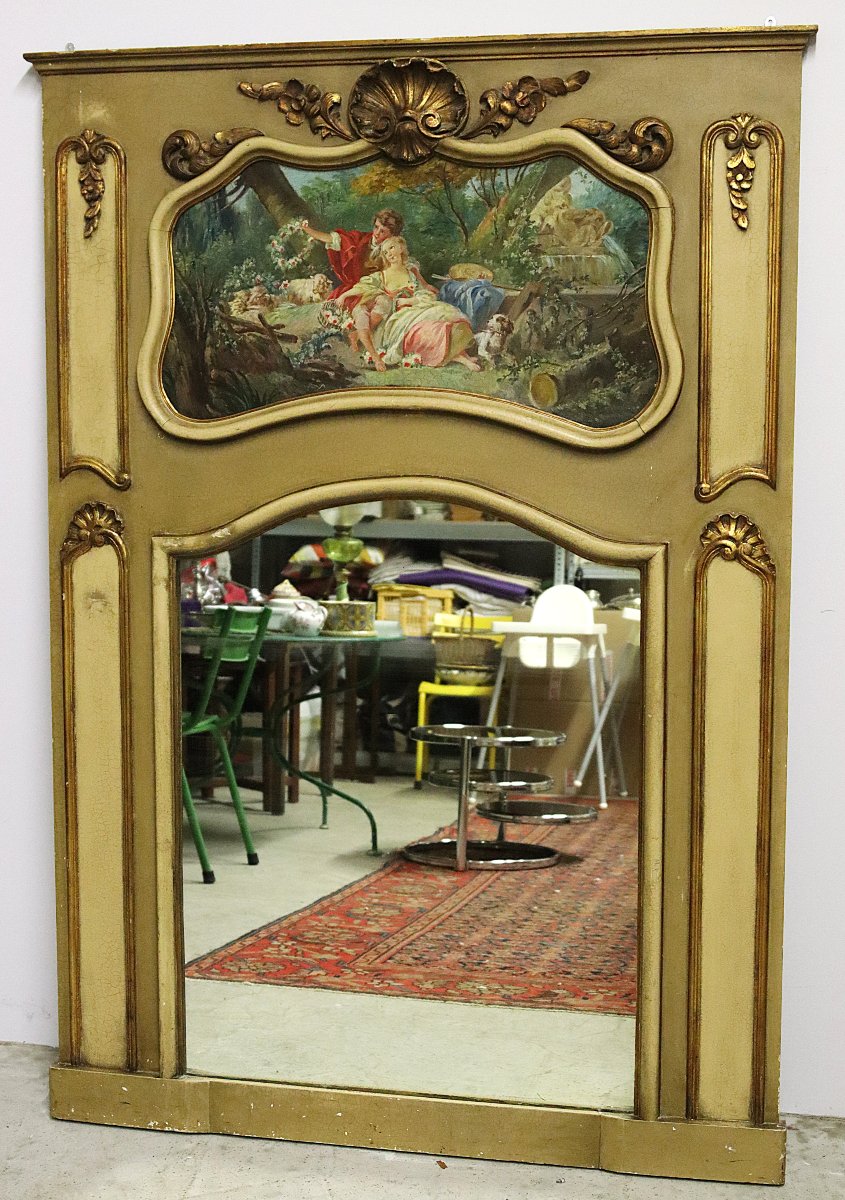 Trumeau " scène galante ", fin XIXe-photo-3