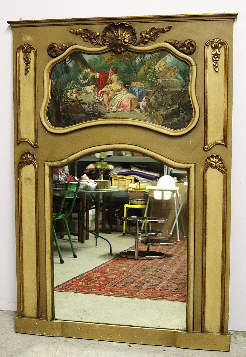 Trumeau " scène galante ", fin XIXe-photo-4