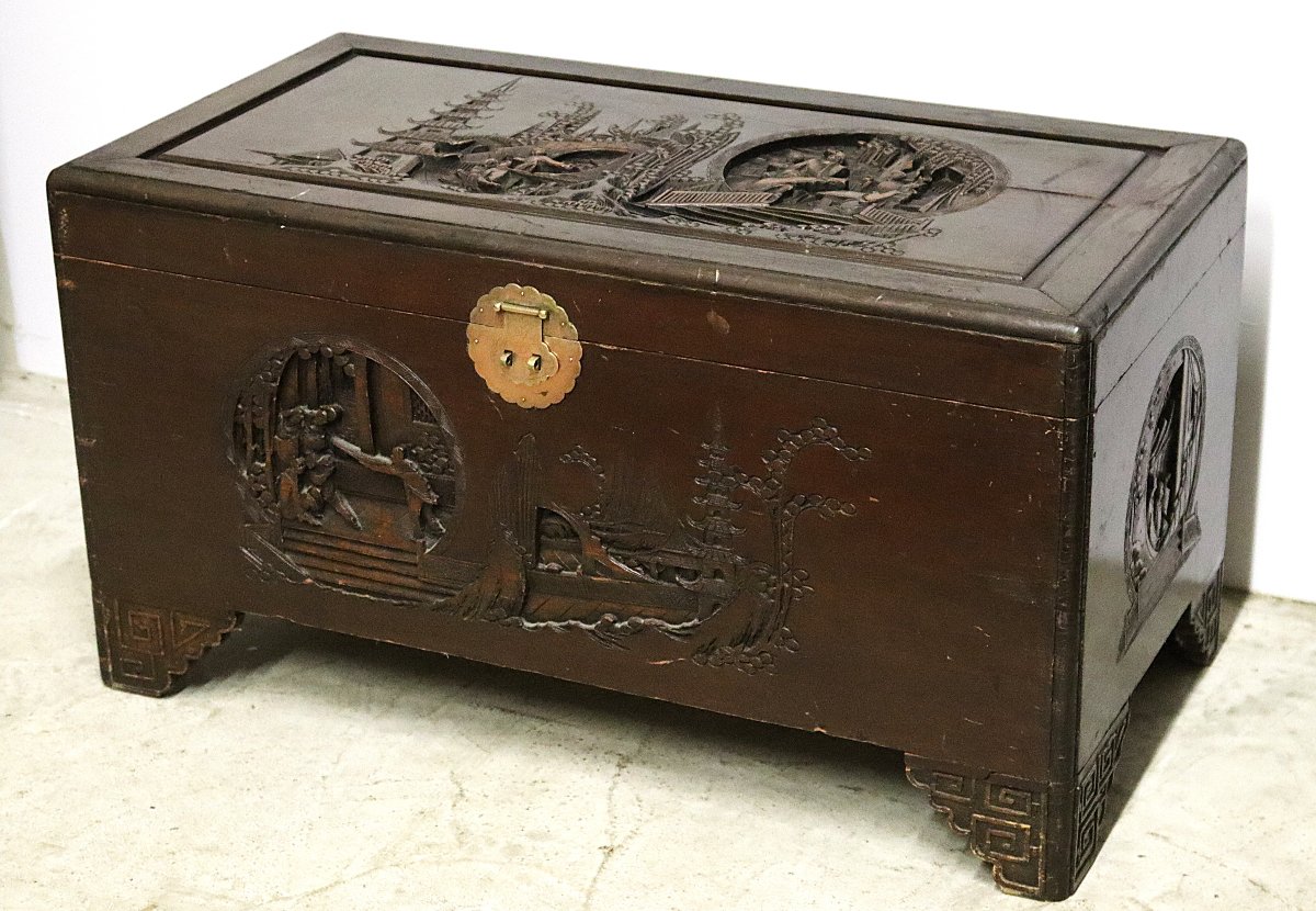 Camphor Wood Chest, Asia, 20th Century-photo-3