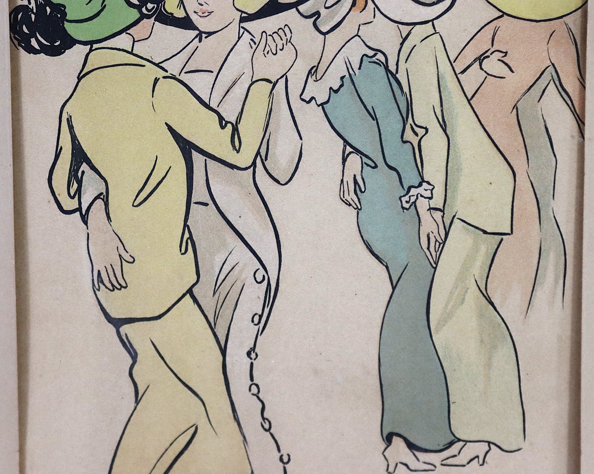 Fernand Fernel (1865-1933), Lithograph "montmartre", Circa 1900-photo-1