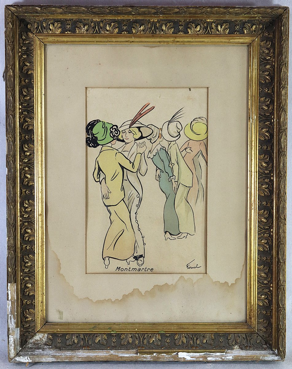 Fernand Fernel (1865-1933), Lithograph "montmartre", Circa 1900-photo-7