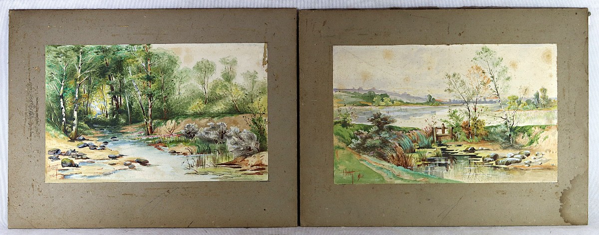 J. Hertrich (19th-20th Century), Pair Of Landscape Watercolors, Signed, Dated 1902