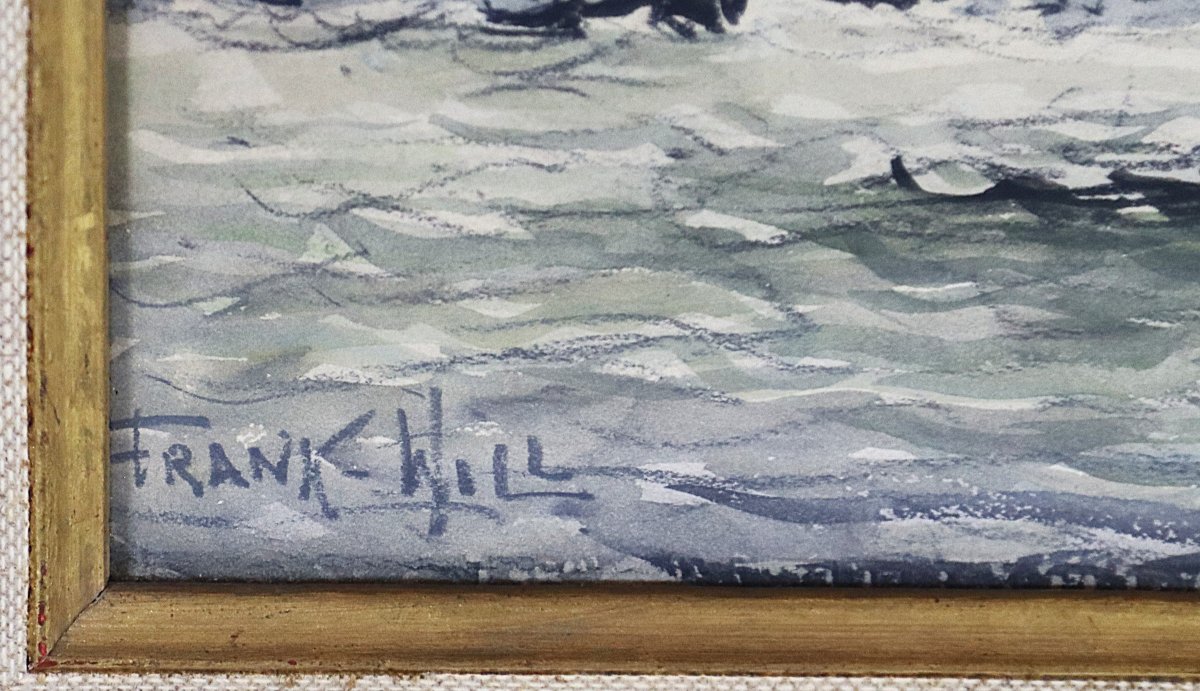 Franck Will (1900-1951) Watercolor "honfleur", Signed, 20th Century-photo-4