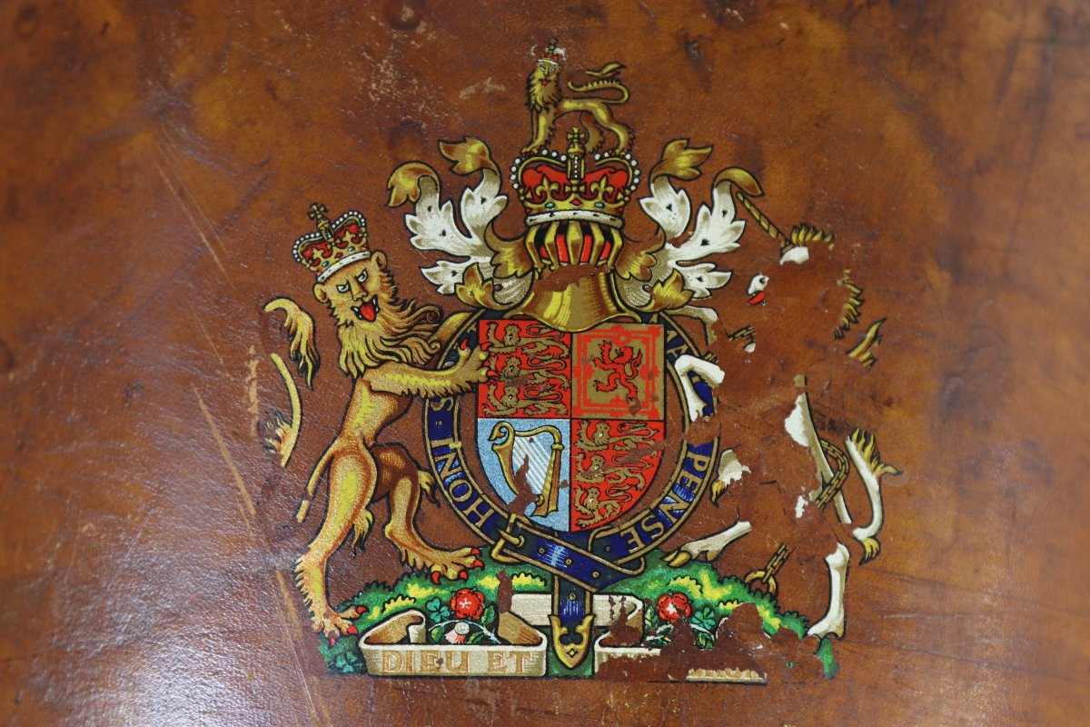 seau à feu en cuir "blason de la monarchie britannique ", début XXe-photo-2