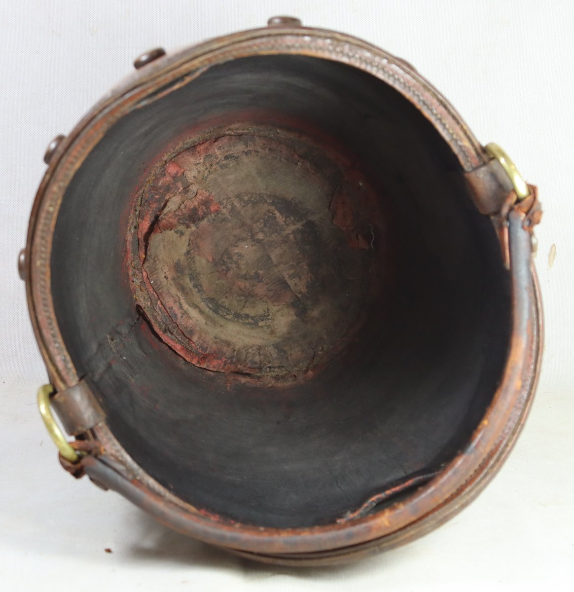 seau à feu en cuir "blason de la monarchie britannique ", début XXe-photo-7