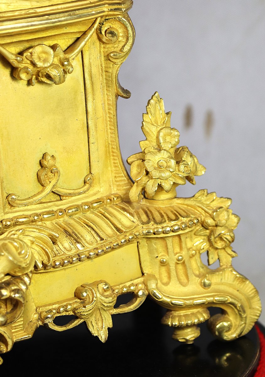 Pendule en bronze doré " d'Artagnan et Madame d'Artagnan ", XIXe-photo-2