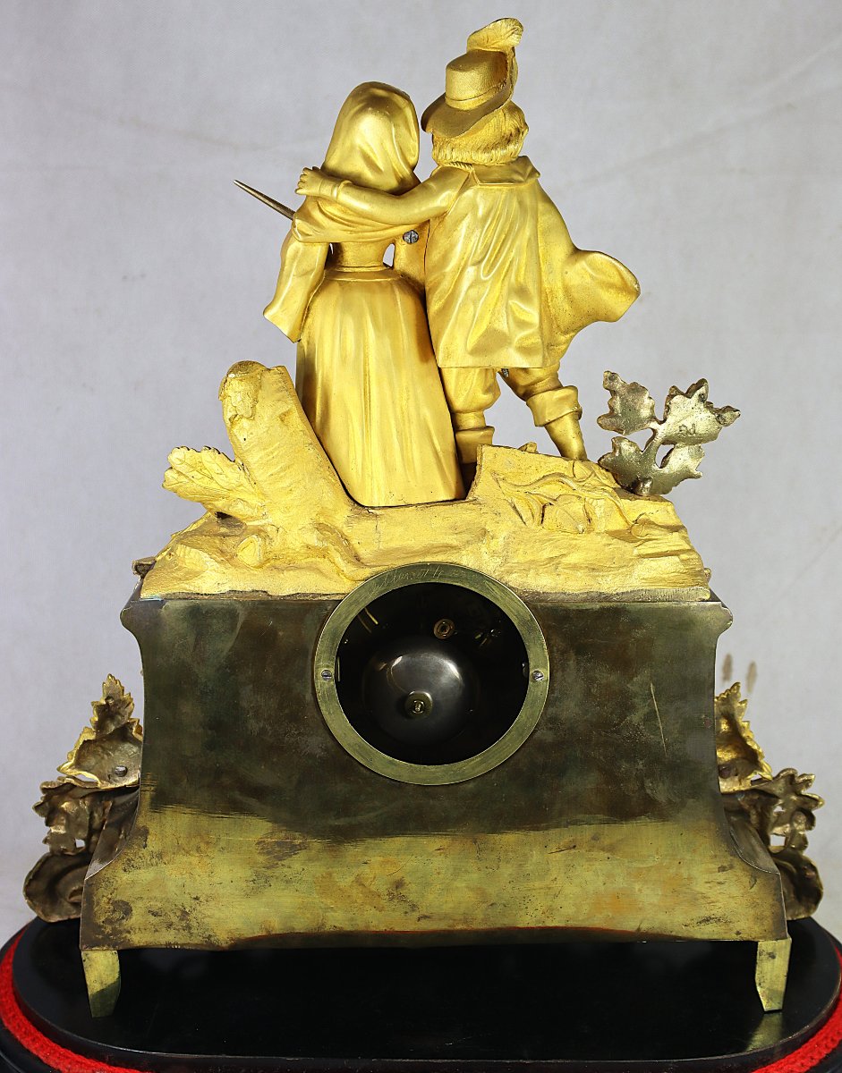 Pendule en bronze doré " d'Artagnan et Madame d'Artagnan ", XIXe-photo-4