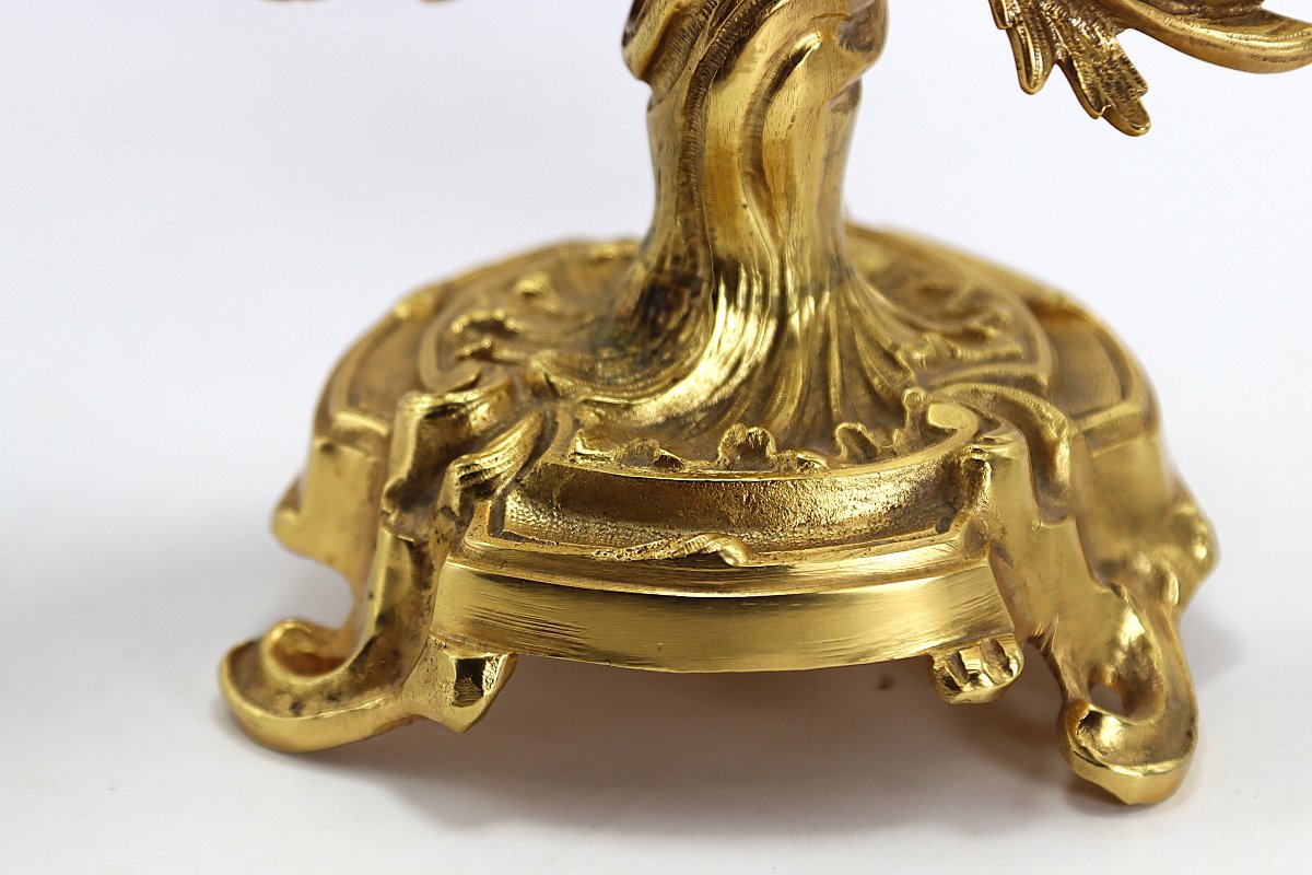 Paire de candélabres de style Louis XV en bronze doré, fin XIXe-photo-6
