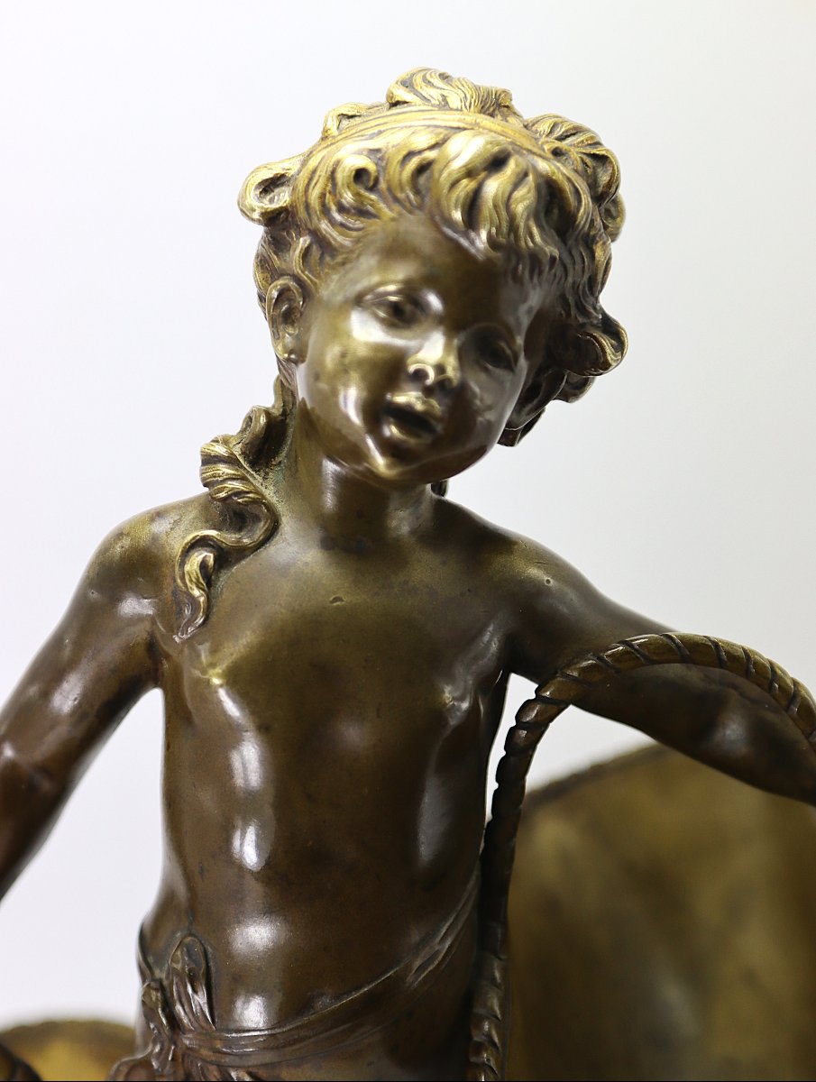 Auguste MOREAU (1834-1917), Sculpture " Jeune fille aux paniers ", XIXe-photo-2