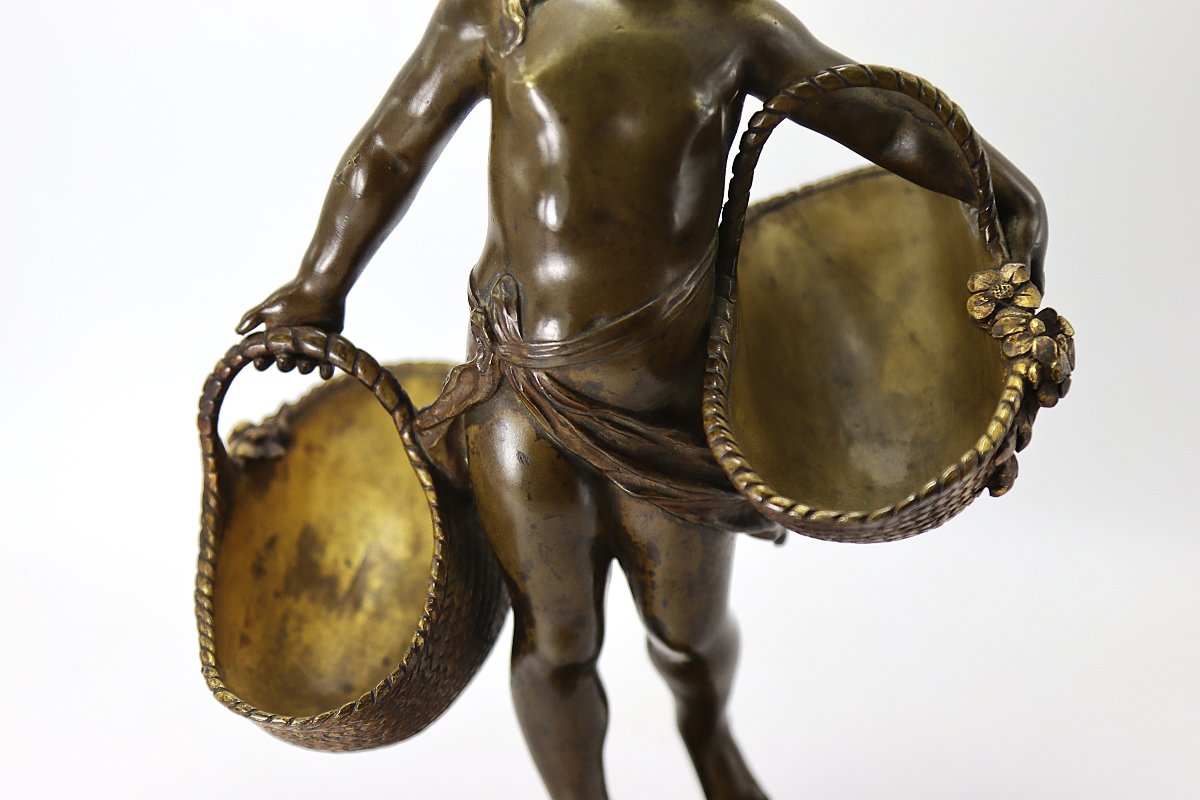 Auguste MOREAU (1834-1917), Sculpture " Jeune fille aux paniers ", XIXe-photo-3