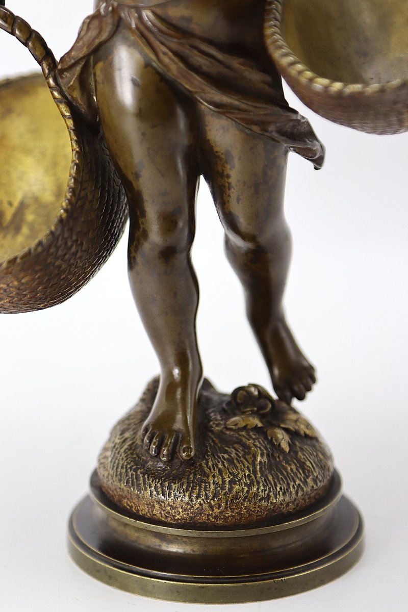 Auguste MOREAU (1834-1917), Sculpture " Jeune fille aux paniers ", XIXe-photo-4