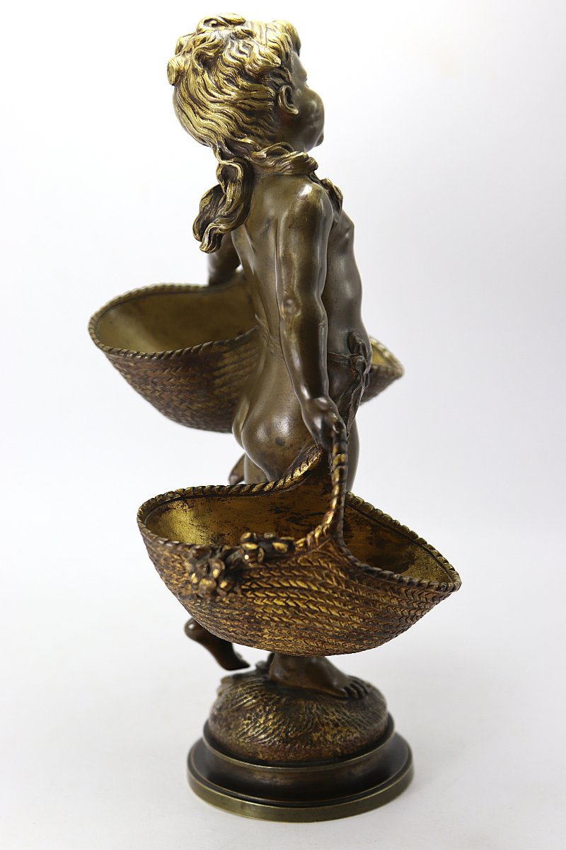 Auguste MOREAU (1834-1917), Sculpture " Jeune fille aux paniers ", XIXe-photo-4