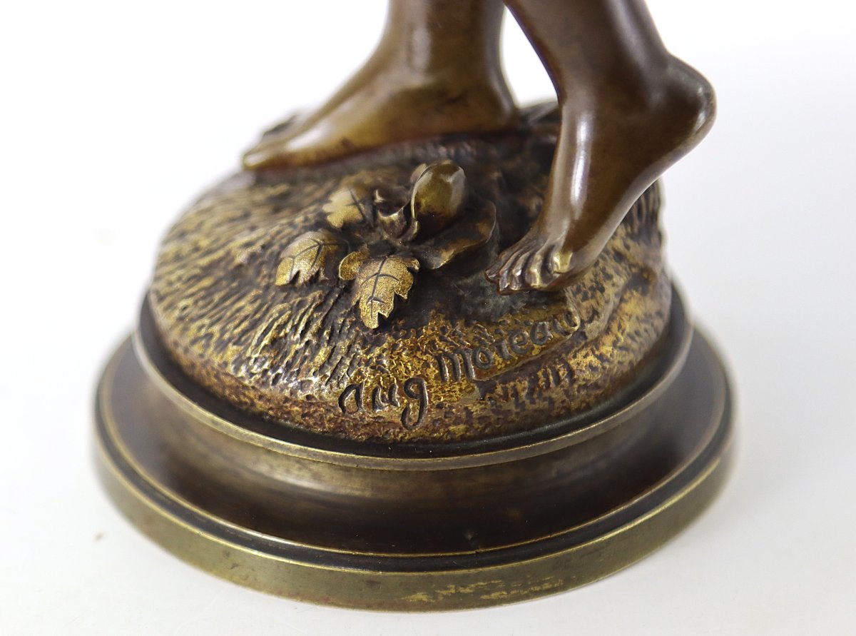 Auguste MOREAU (1834-1917), Sculpture " Jeune fille aux paniers ", XIXe-photo-5