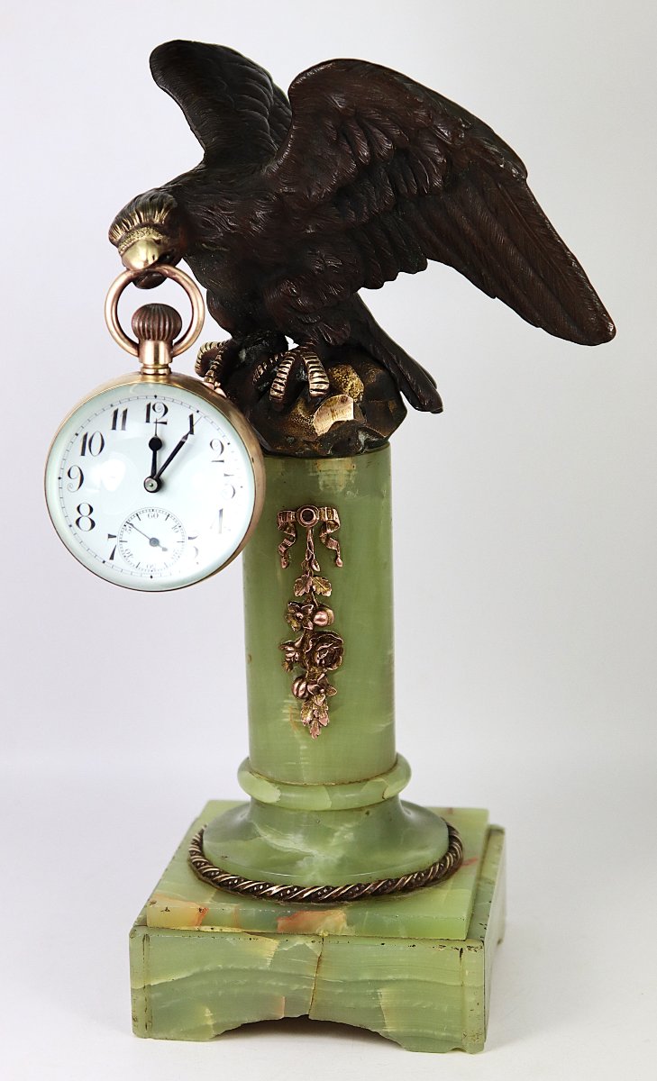 Bronze Sculpture "watch-bearing Eagle", 19th Century-photo-2
