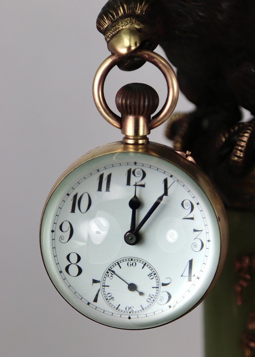 Bronze Sculpture "watch-bearing Eagle", 19th Century-photo-4