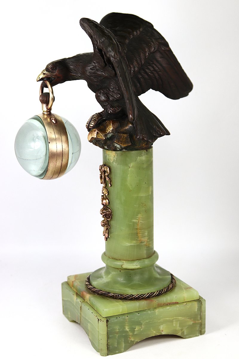 Bronze Sculpture "watch-bearing Eagle", 19th Century-photo-5