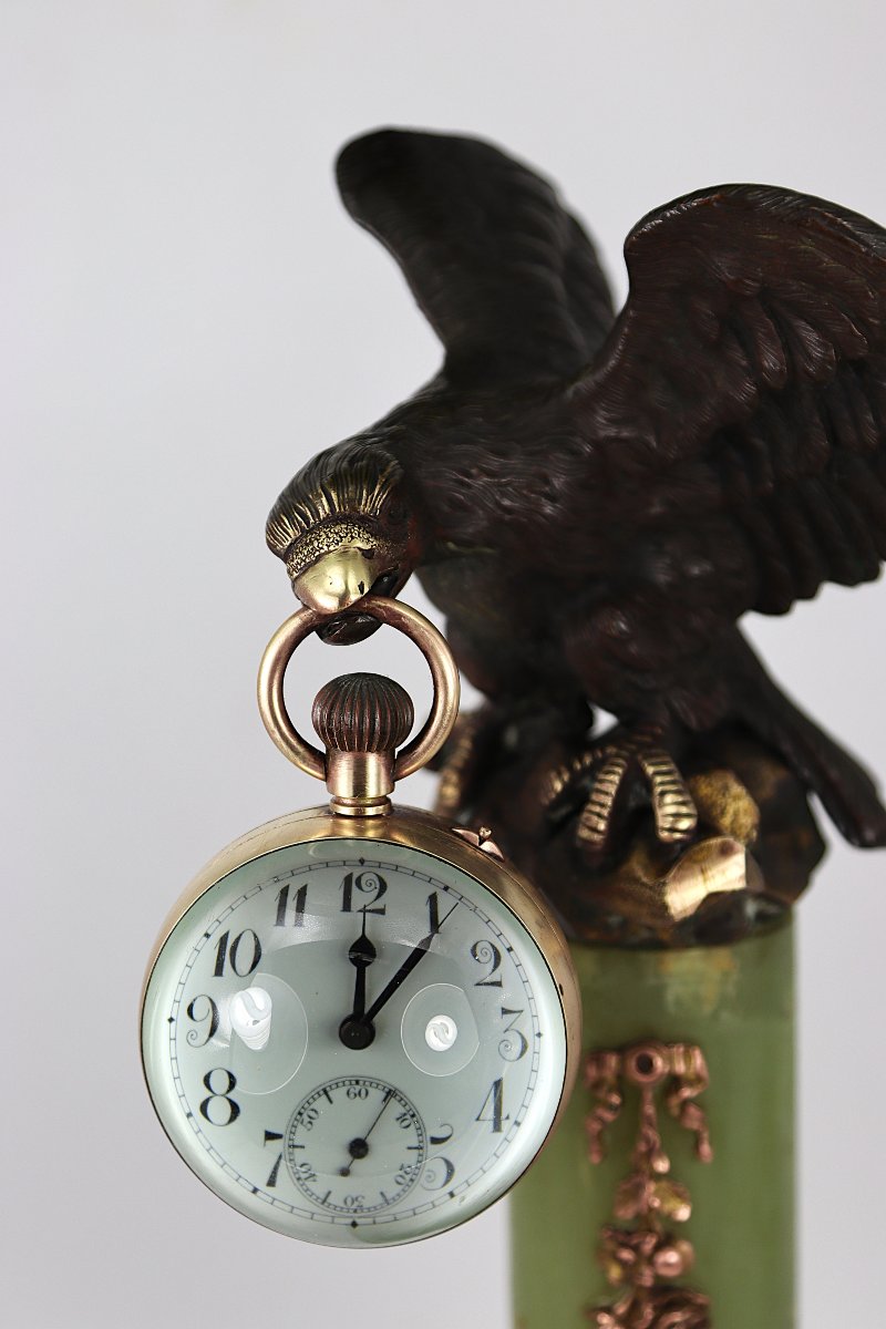Bronze Sculpture "watch-bearing Eagle", 19th Century-photo-8