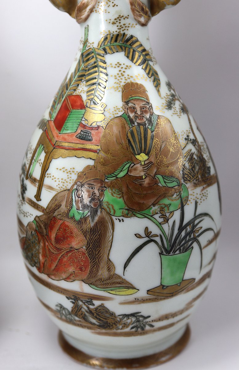 Satsuma, Paire de vases en porcelaine, début XXe-photo-1