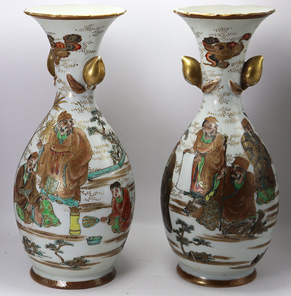 Satsuma, Paire de vases en porcelaine, début XXe-photo-2