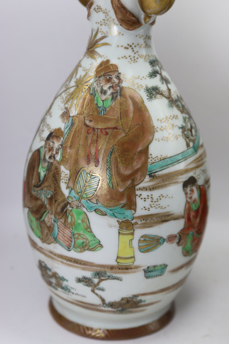 Satsuma, Paire de vases en porcelaine, début XXe-photo-6