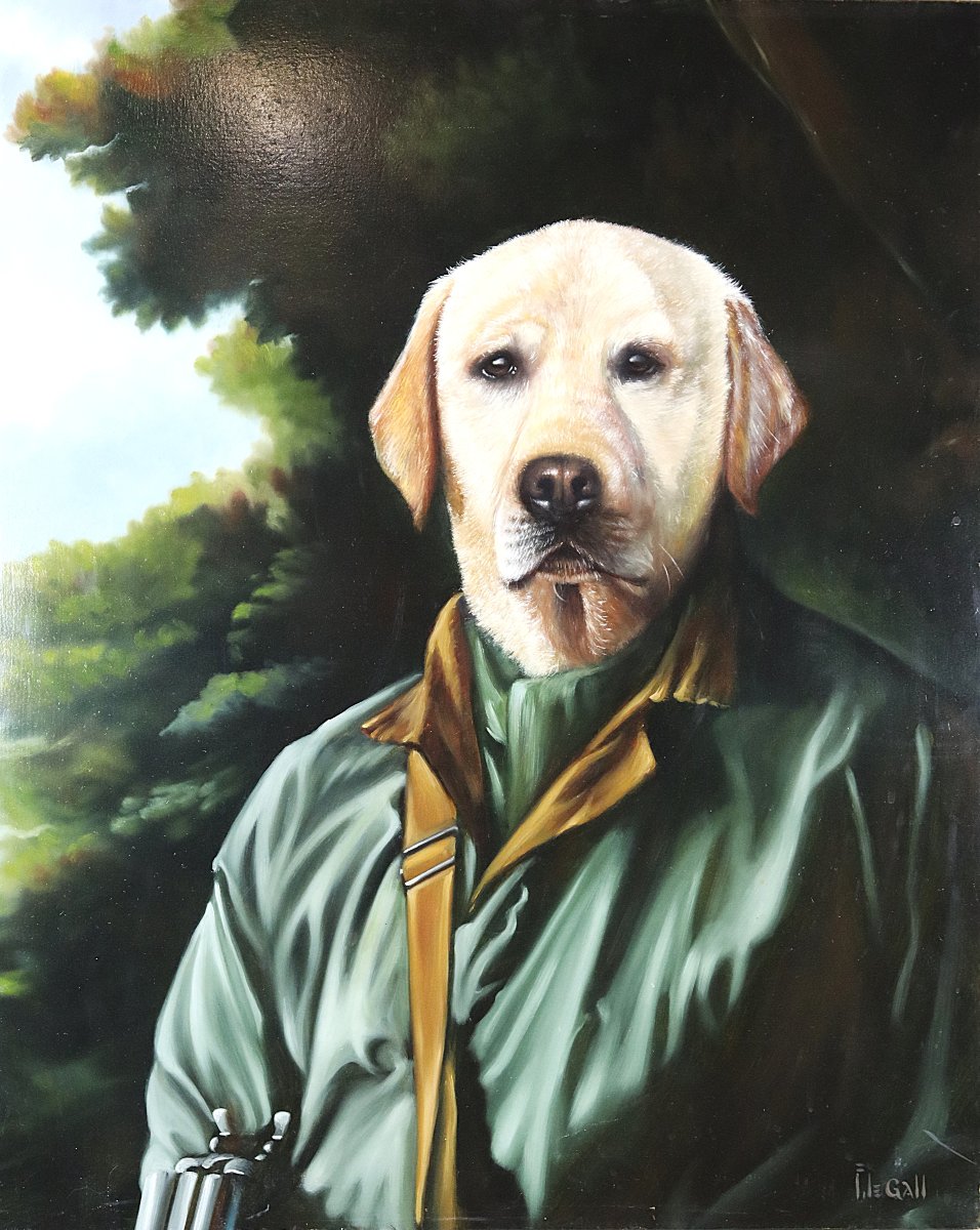 Franck Le Gall (1959), Oil Painting On Panel "labrador As A Hunter", 20th Century-photo-2