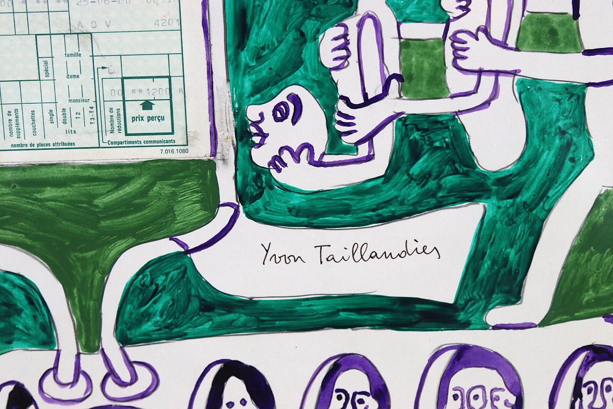 Yvon Taillandier (1926-2018), Mixed Media Painting "the Train Ticket", 1980-photo-2