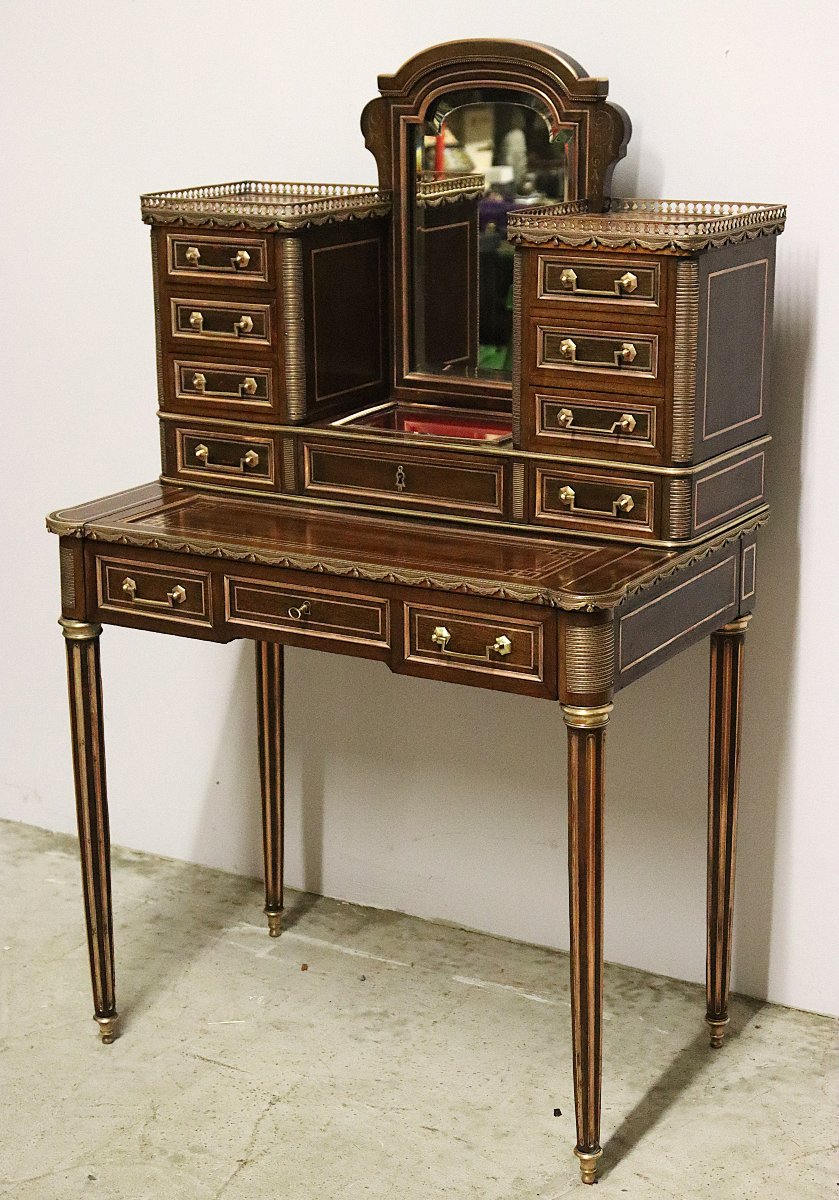 Lady's Writing Desk "bonheur Du Jour", Louis XVI Style, 19th Century-photo-2