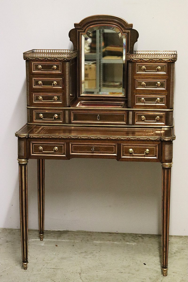 Lady's Writing Desk "bonheur Du Jour", Louis XVI Style, 19th Century-photo-3