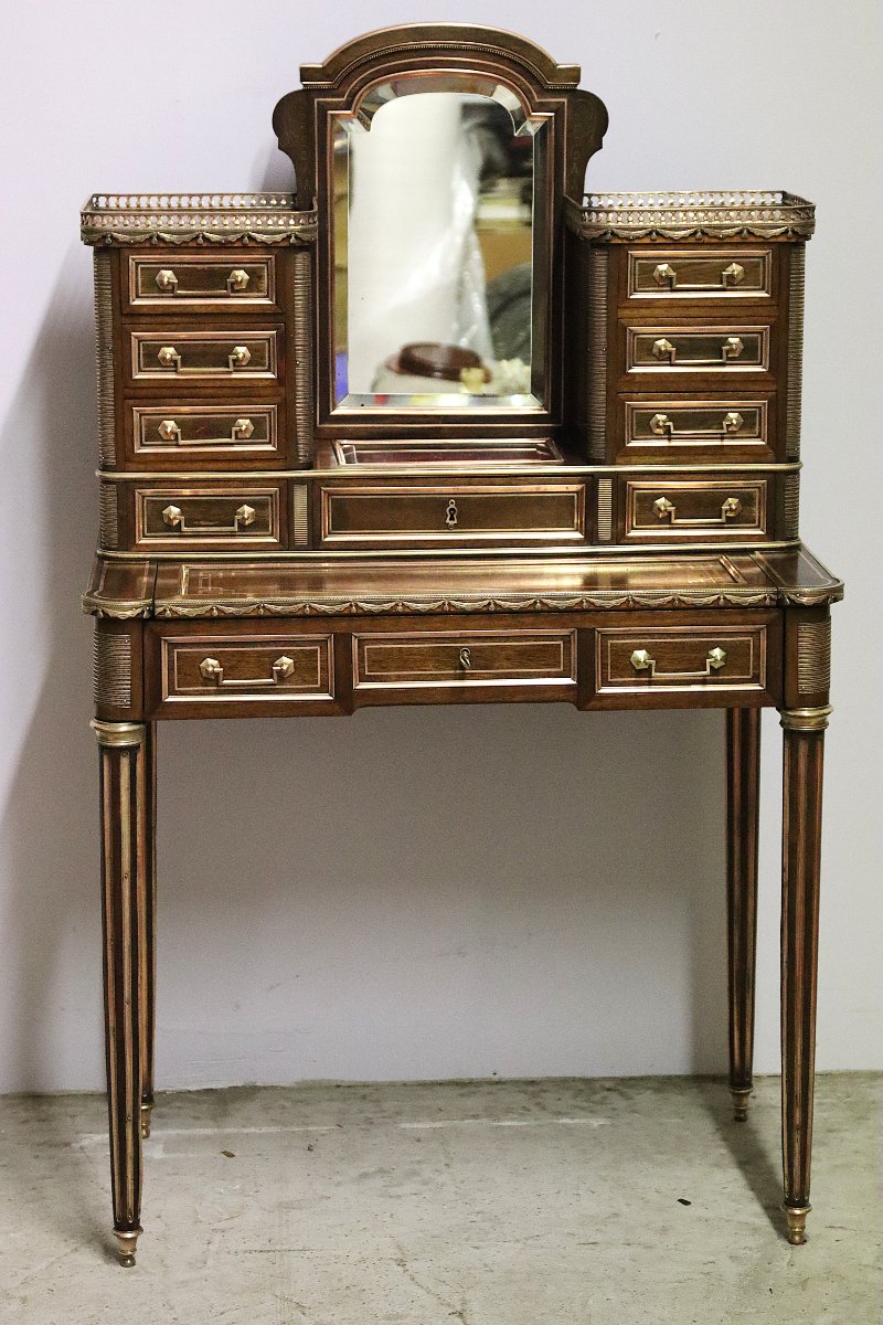 Lady's Writing Desk "bonheur Du Jour", Louis XVI Style, 19th Century-photo-4