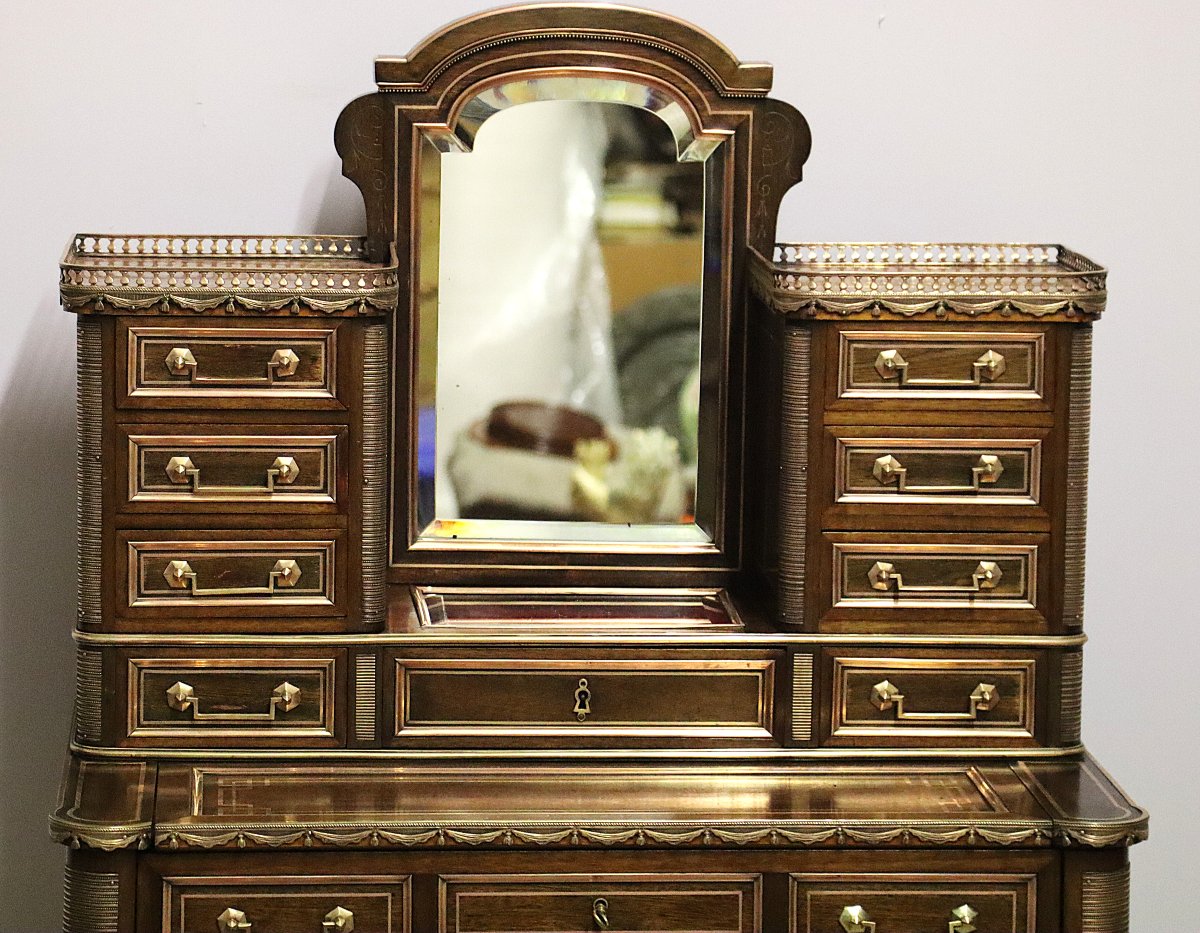 Lady's Writing Desk "bonheur Du Jour", Louis XVI Style, 19th Century-photo-2