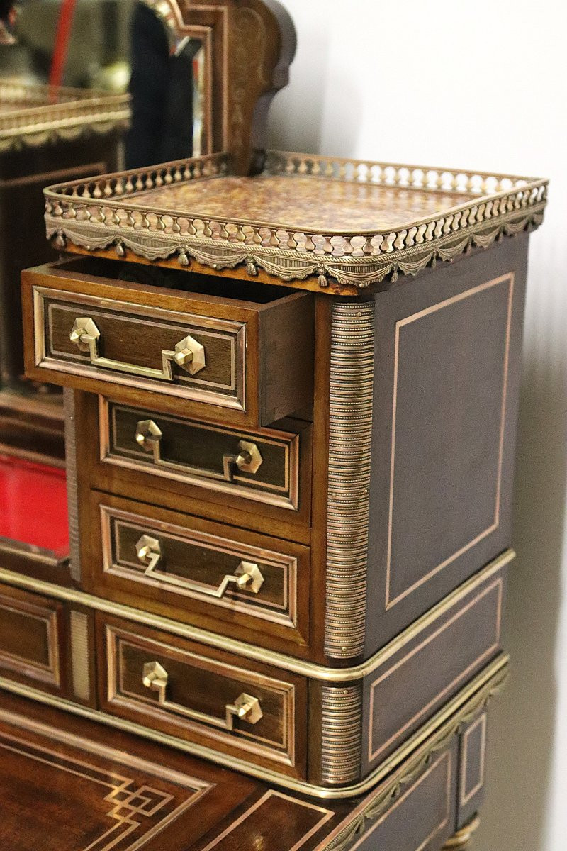 Lady's Writing Desk "bonheur Du Jour", Louis XVI Style, 19th Century-photo-6